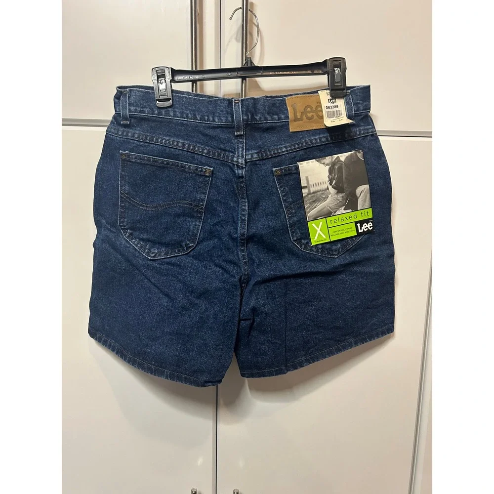 Vintage Lee High Waisted Denim Shorts Dark Wash Made in USA 16 MED Indigo Cotton